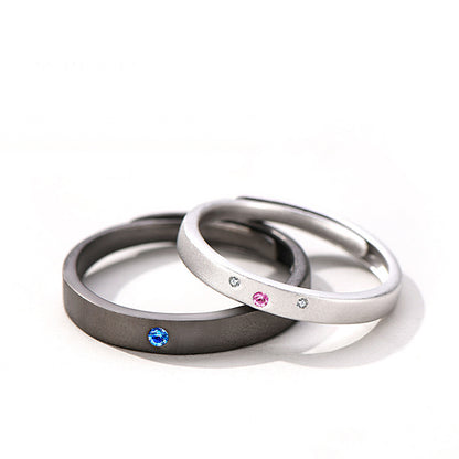 Black and Silver Stars Romantic Couple Rings Set