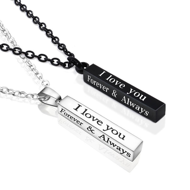 Bar Couple Necklaces Jewelry Gift with Engraving