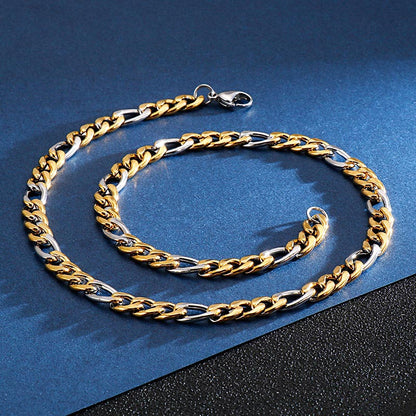 Mens Figaro Chain Gold Plated Stainless Steel