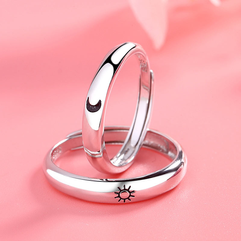 Sun and Moon Couple Rings Jewelry Gift Set (Adjustable Size)