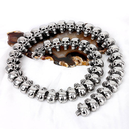 Skull Punk Biker Style Chain Necklace for Men - 316L Stainless Steel, 65cm