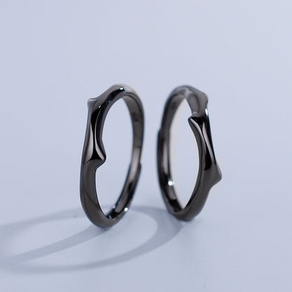 Custom Matching Couple Promise Rings Set Black