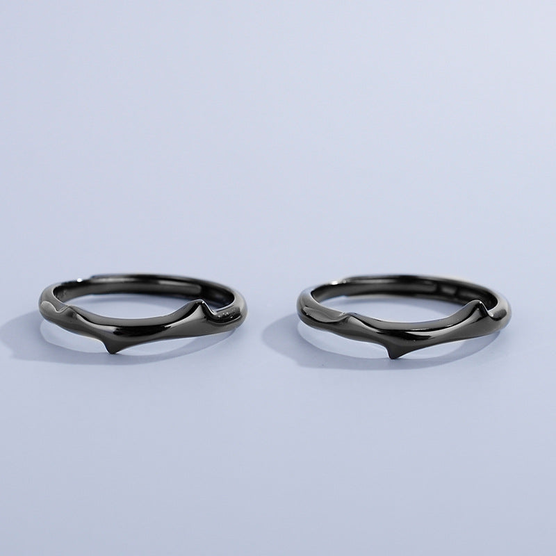 Custom Matching Couple Promise Rings Set Black