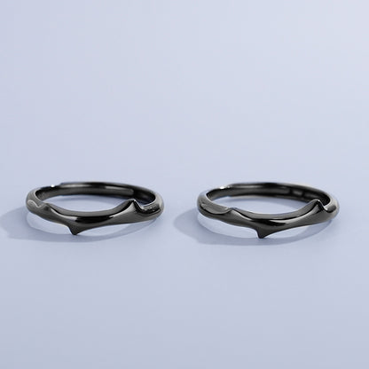 Custom Matching Couple Promise Rings Set Black