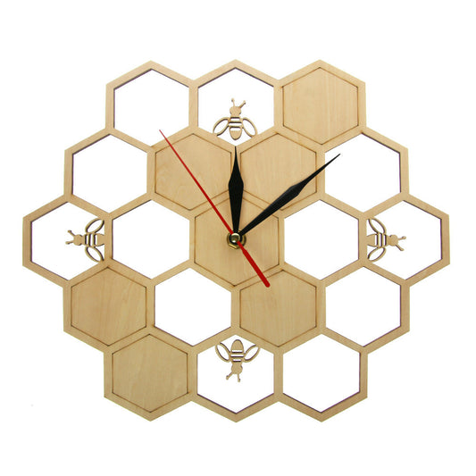 Wooden HoneyComb Wall Deco Clock