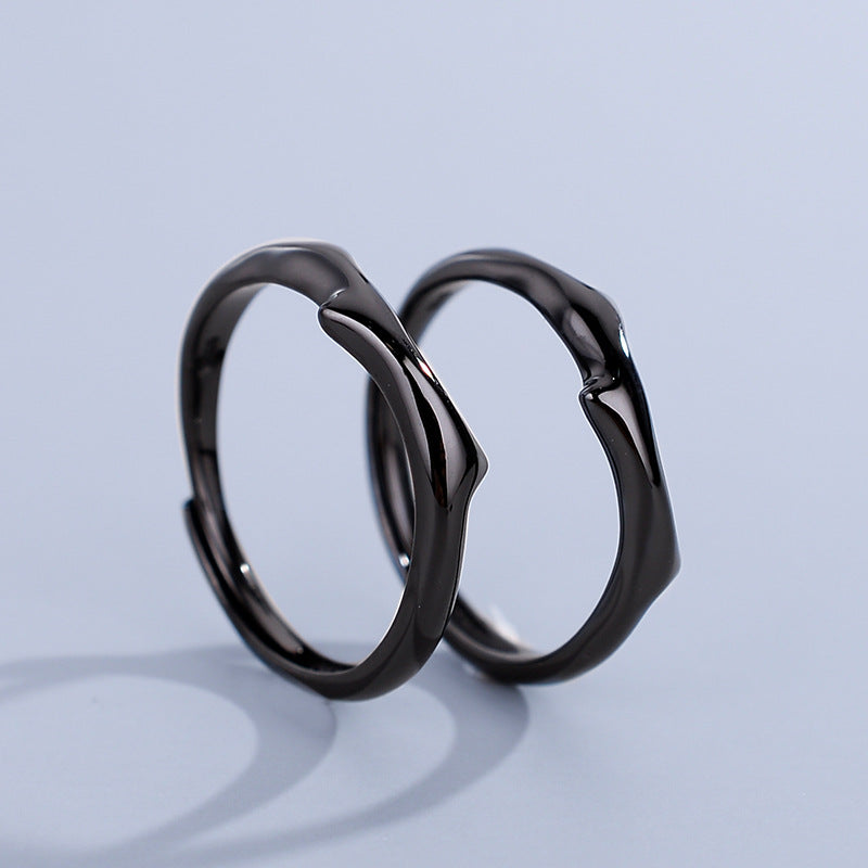 Custom Matching Couple Promise Rings Set Black