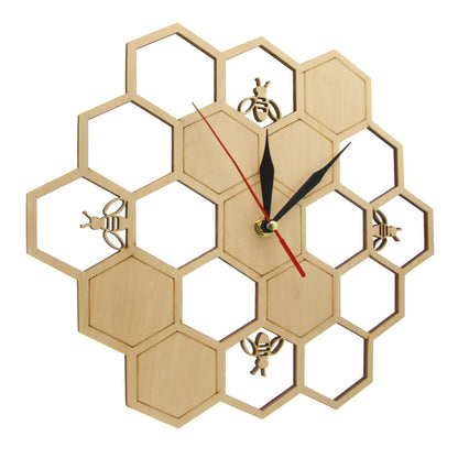 Wooden HoneyComb Wall Deco Clock