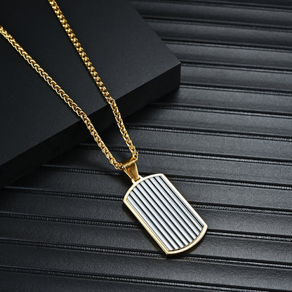 Engravable Vintage Vertical Pendant Mens Necklace