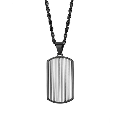 Engravable Vintage Vertical Pendant Mens Necklace