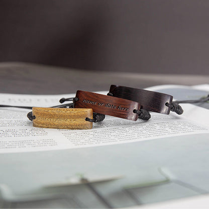 Engraved Wooden Couple Promise Bracelets