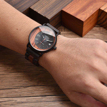 Matching Wood Couple Quartz Watch Set