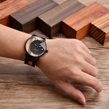 Matching Wood Couple Quartz Watch Set