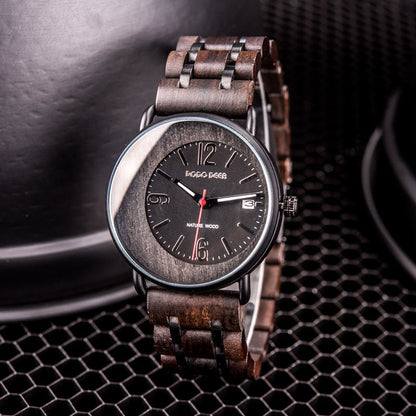 Matching Wood Couple Quartz Watch Set