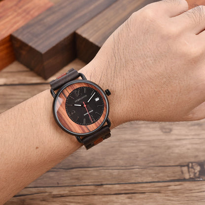 Matching Wood Couple Quartz Watch Set