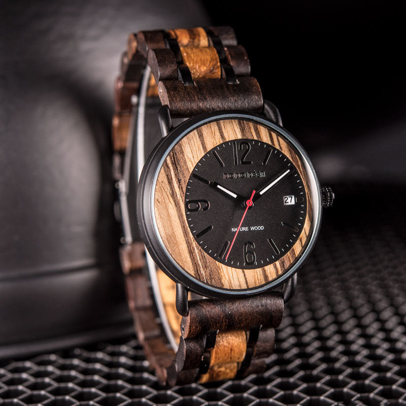 Matching Wood Couple Quartz Watch Set