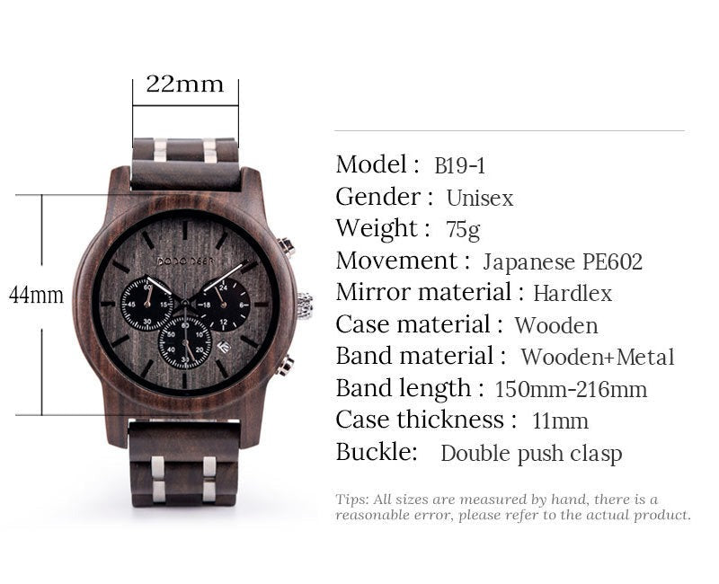 Engraved Matching Wood Couple Quartz Watch Set