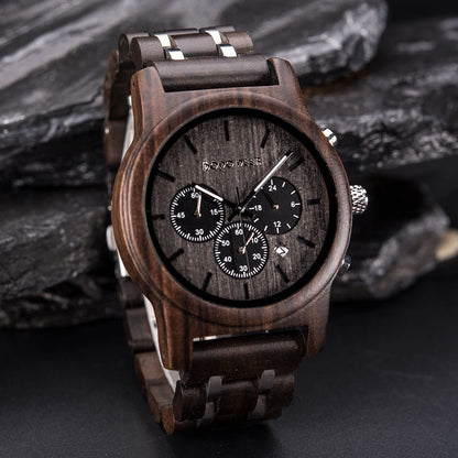 Engraved Matching Wood Couple Quartz Watch Set