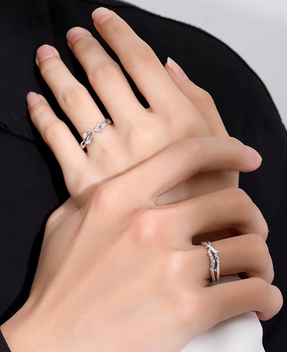 Engravable Love Branch Promise Rings for Couples