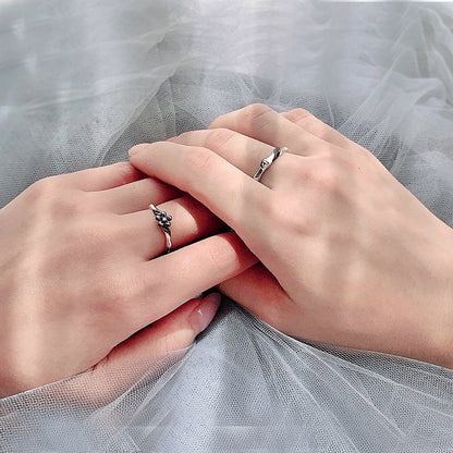 Adjustable Matching Flower Rings for Couples