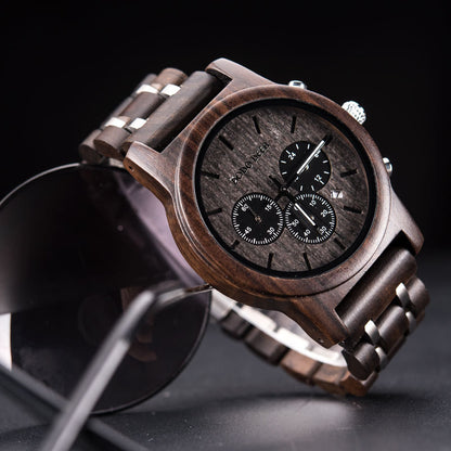 Engraved Matching Wood Couple Quartz Watch Set