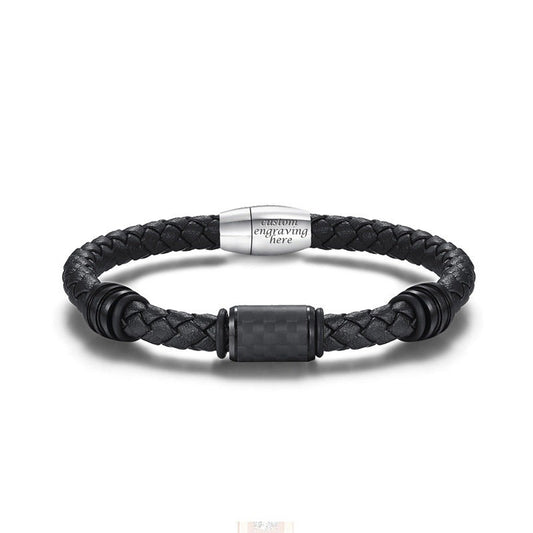 Engravable Mens Bracelets Leather 8.5 Inches