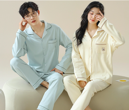 His and Hers Pure Cotton Pajamas Set