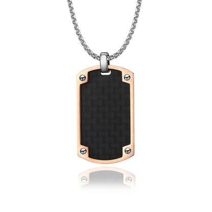 Engravable Carbon Fiber Mens Pendant Necklace