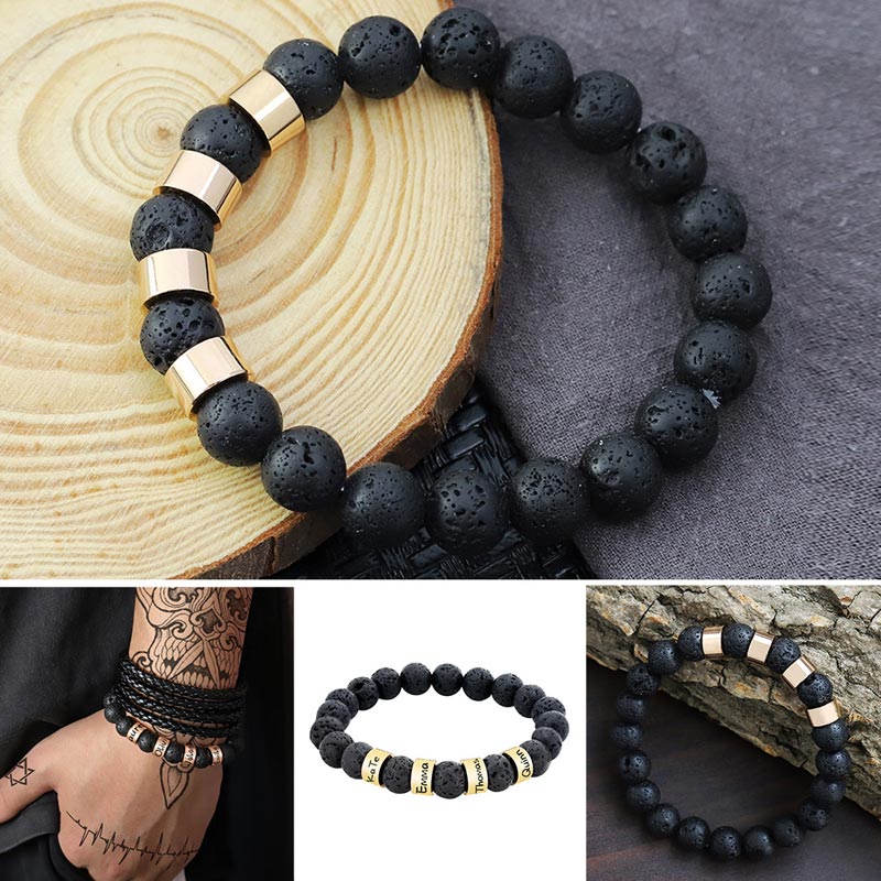 Lava Charm Beads Bracelet For Men