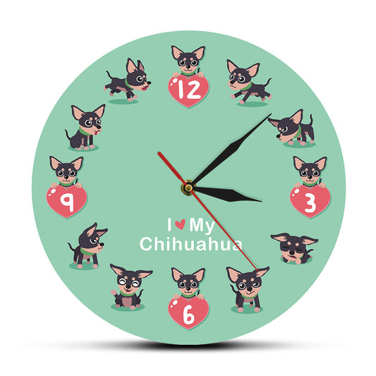 Custom Name Wall Clock Gift for Chihuahua Owner