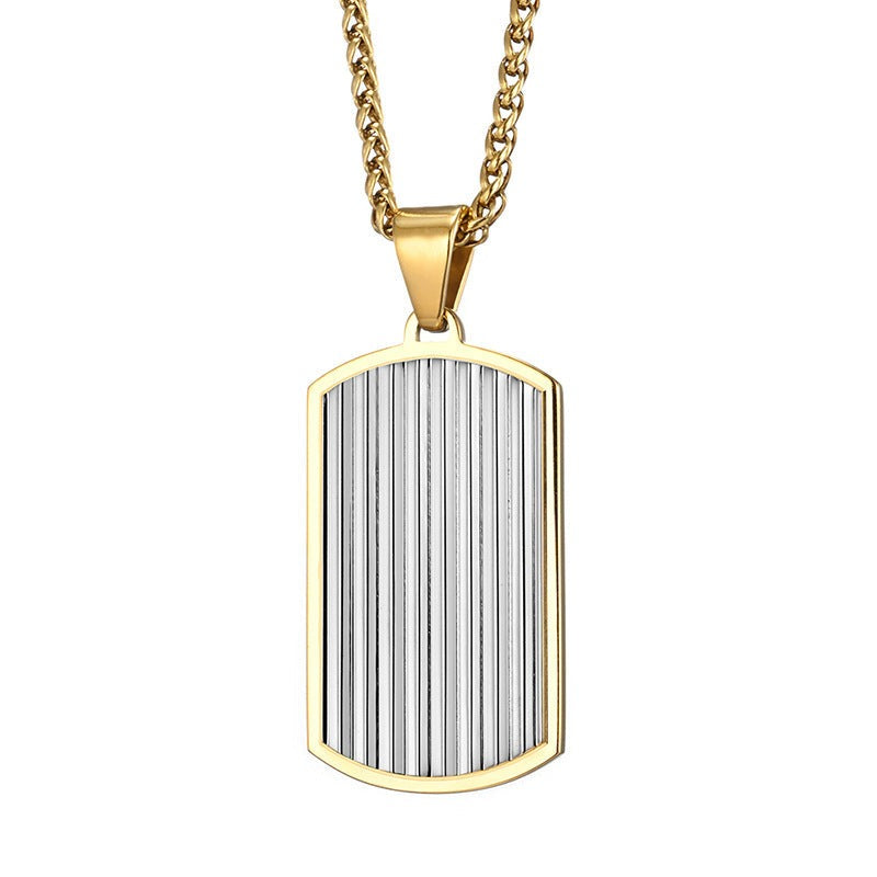 Engravable Vintage Vertical Pendant Mens Necklace