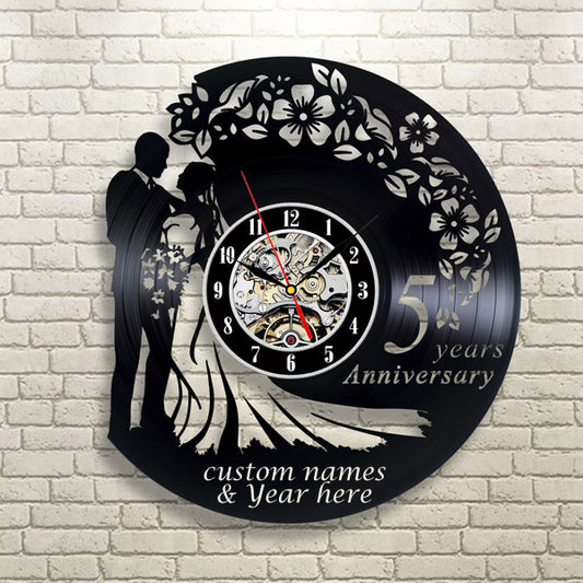 5th Anniversary Gift Vinyl Record Custom Clock
