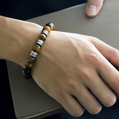 Personalized Charm Beads Mens Bracelet