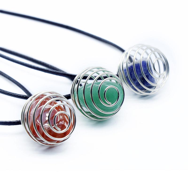 Healing Carnelian Gemstone Spiral Wrapped Necklace