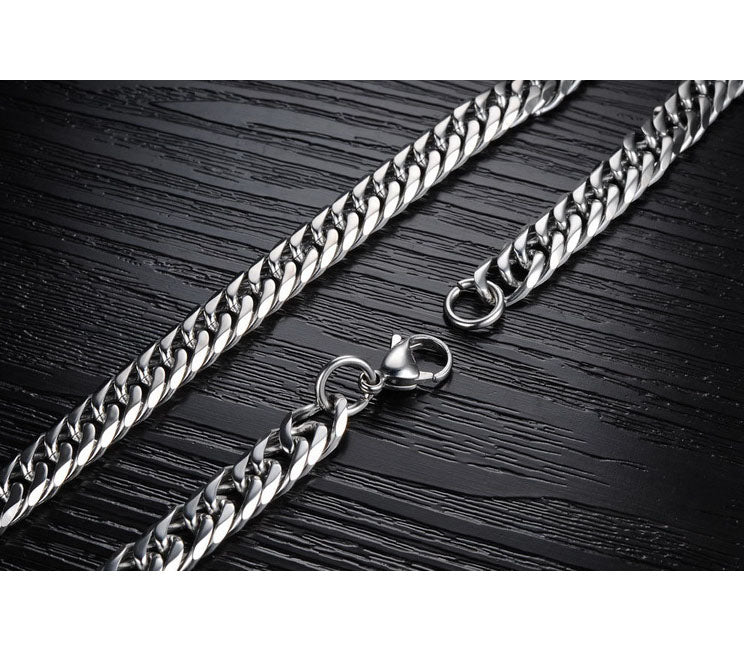 Miami Cuban Thick Chain Necklace for Men Stainless Steel