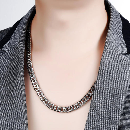 Miami Cuban Thick Chain Necklace for Men Stainless Steel