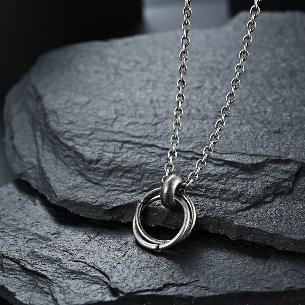 Vintage Double Rings Mens Necklace