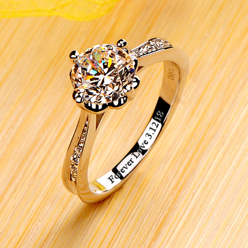 1.2 Carats Lab Diamond Women Ring with Name Engraved