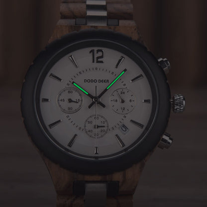 Luminous Wood Multifunctional Couple Watch Set