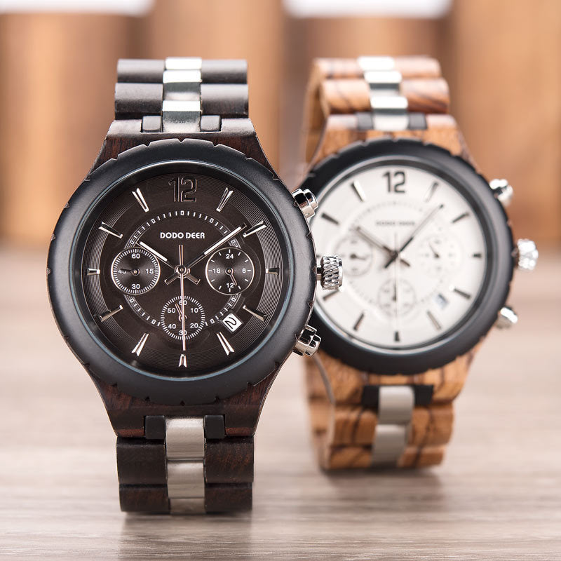 Luminous Wood Multifunctional Couple Watch Set