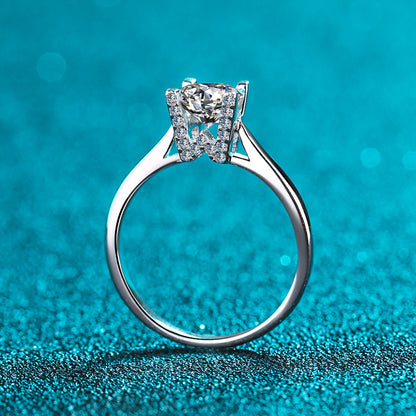 1 Carat Moissanite Halo Engagement Women Ring Gift