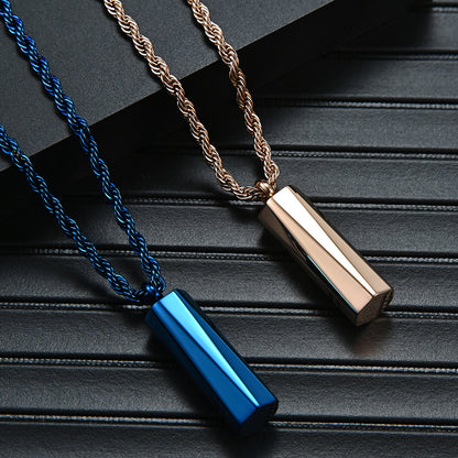 Custom Engraved Mens Vertical Bar Pendant Necklace