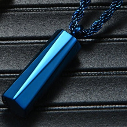 Custom Engraved Mens Vertical Bar Pendant Necklace