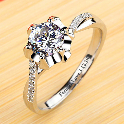 Engraved Diamond Swirl Wedding Ring for Her