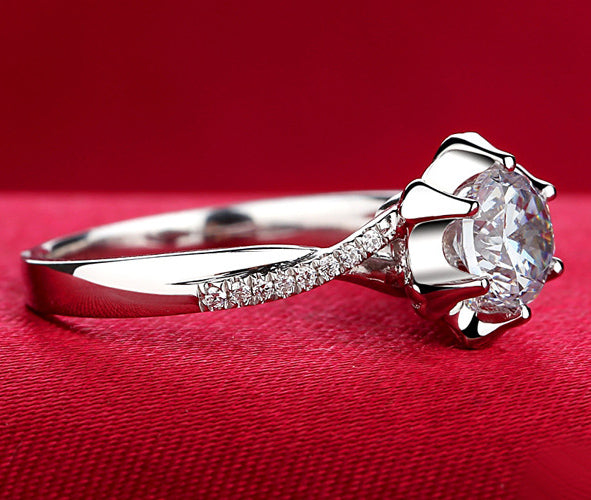 Engraved Diamond Swirl Wedding Ring for Her