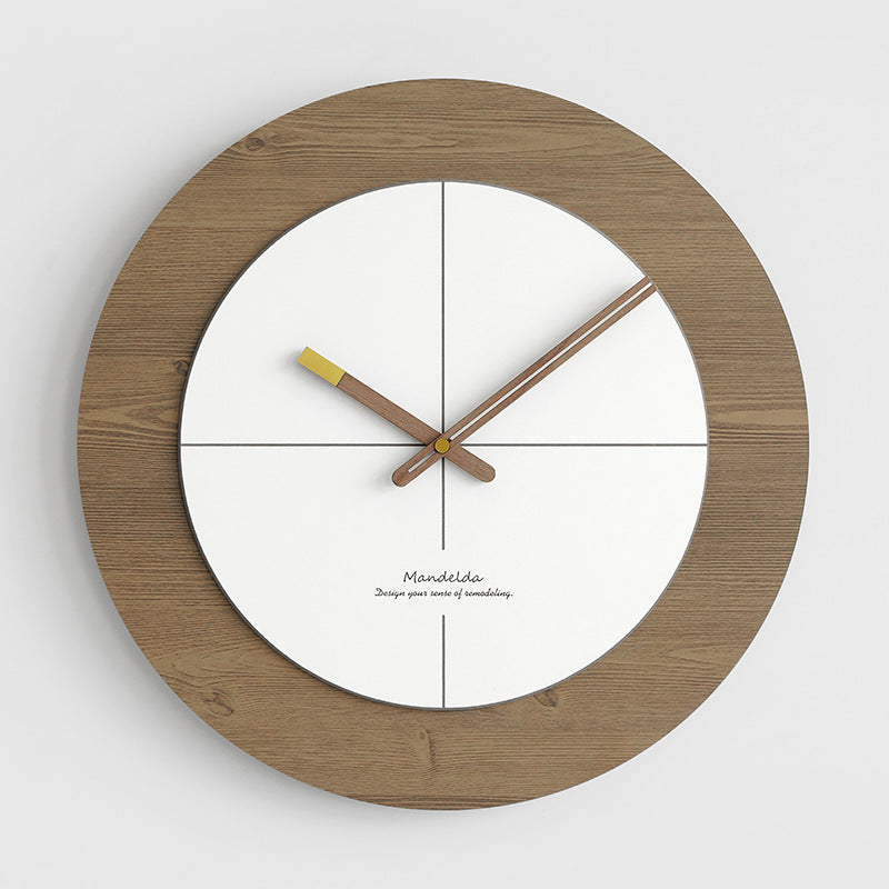 Modern Nordic Circular Analog Silent Wall Clock Light Brown