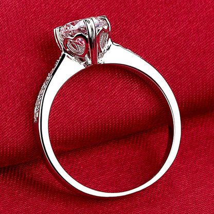 Custom 1 Carat Lab Diamond Ring for Her - 18K White Gold Plated