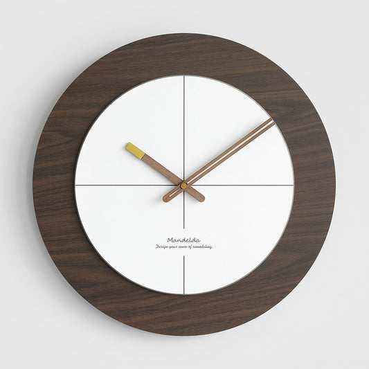 Modern Nordic Circular Analog Silent Wall Clock Brown