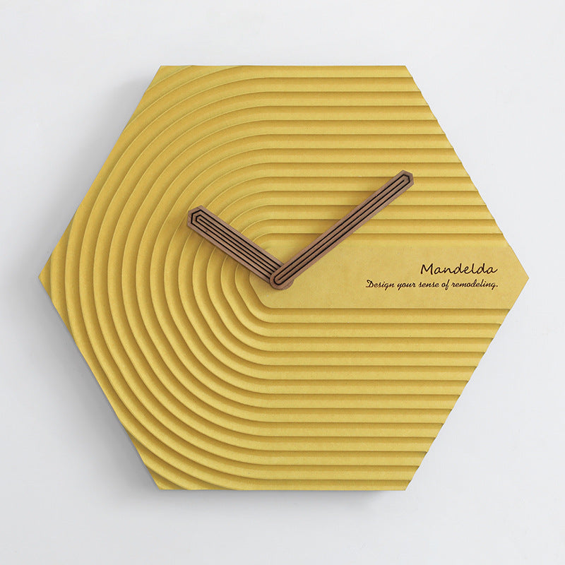 Hexagon Modern Analog Silent Wall Clock Yellow