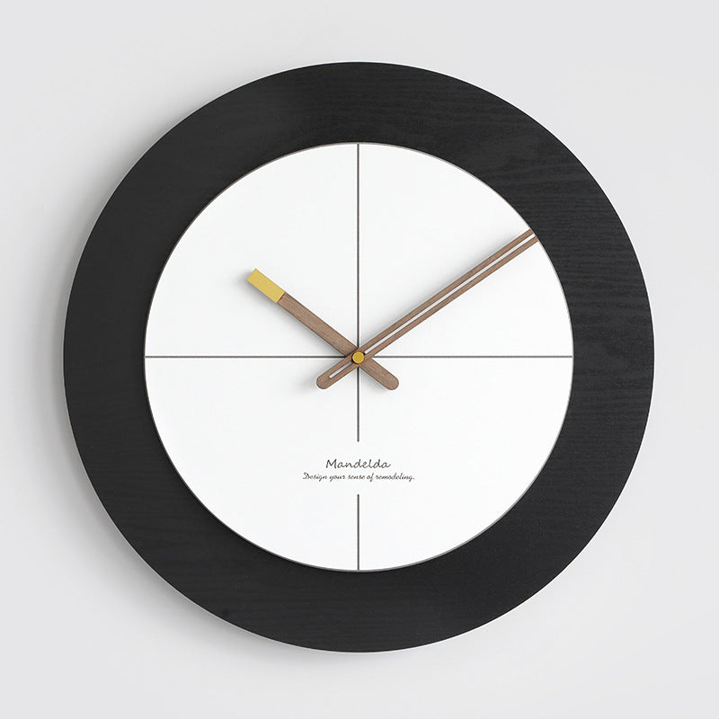 Modern Nordic Circular Analog Silent Wall Clock Black