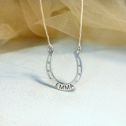 Horse Shoe Shaped Custom Name Necklace